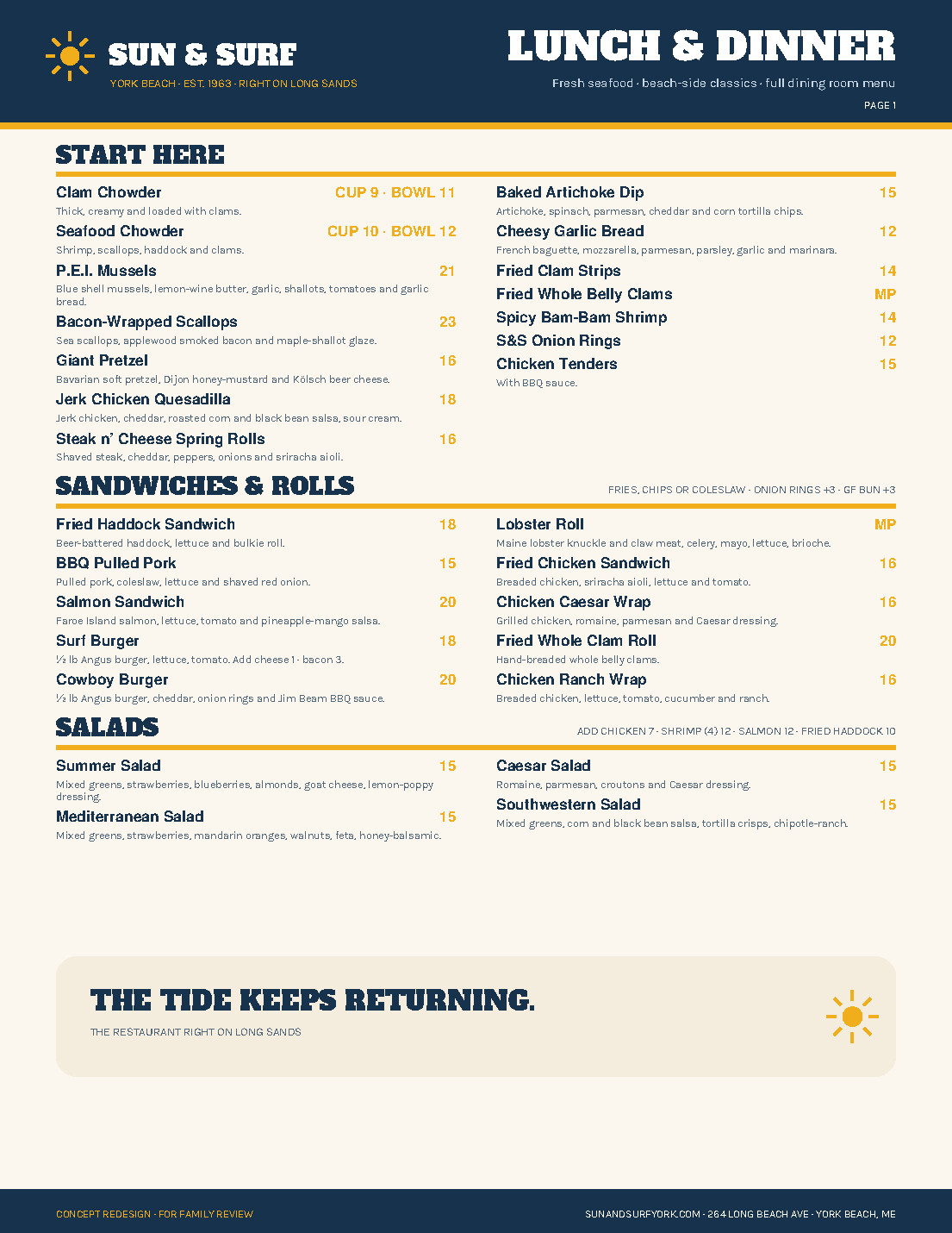 Lunch and dinner redesign preview